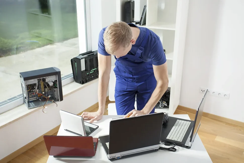 technician fixing gadgets